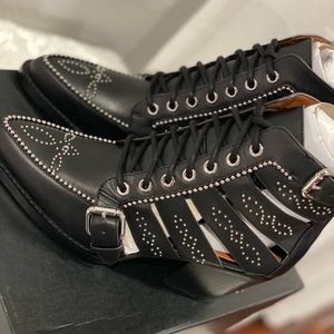 *SOLD*Coach Paisley Black Stud Leather Booties 7.5